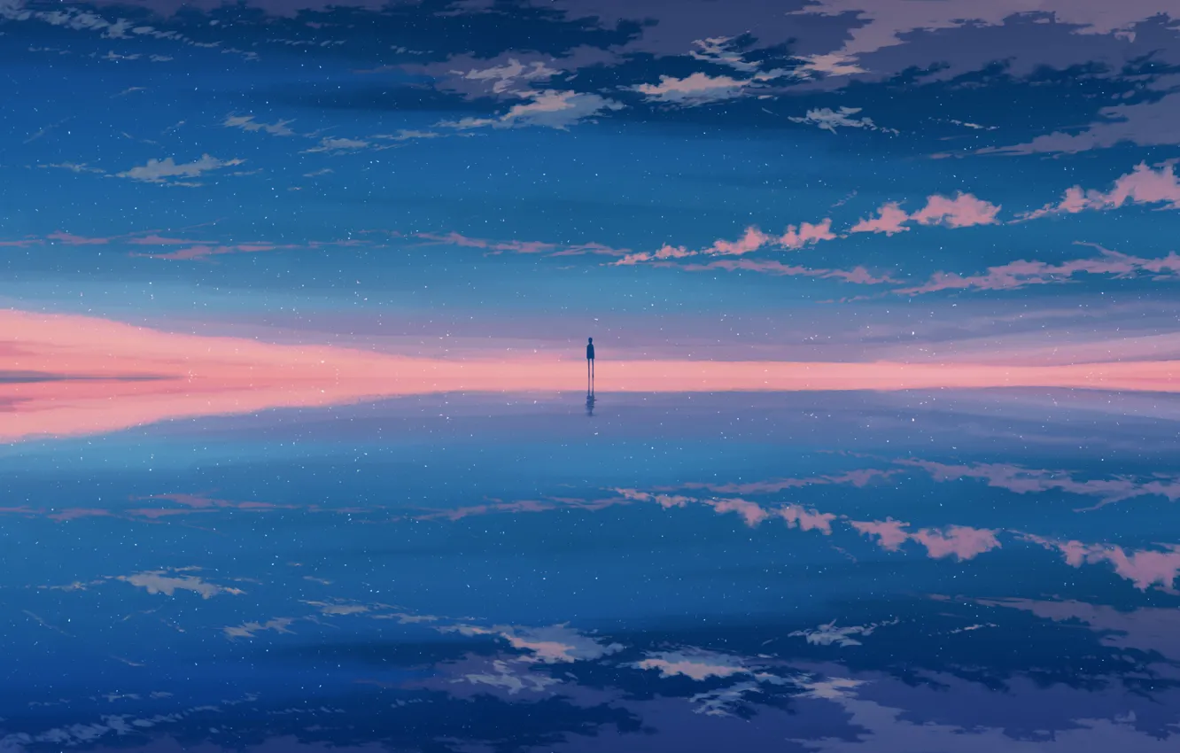 Photo wallpaper the sky, water, loneliness, people