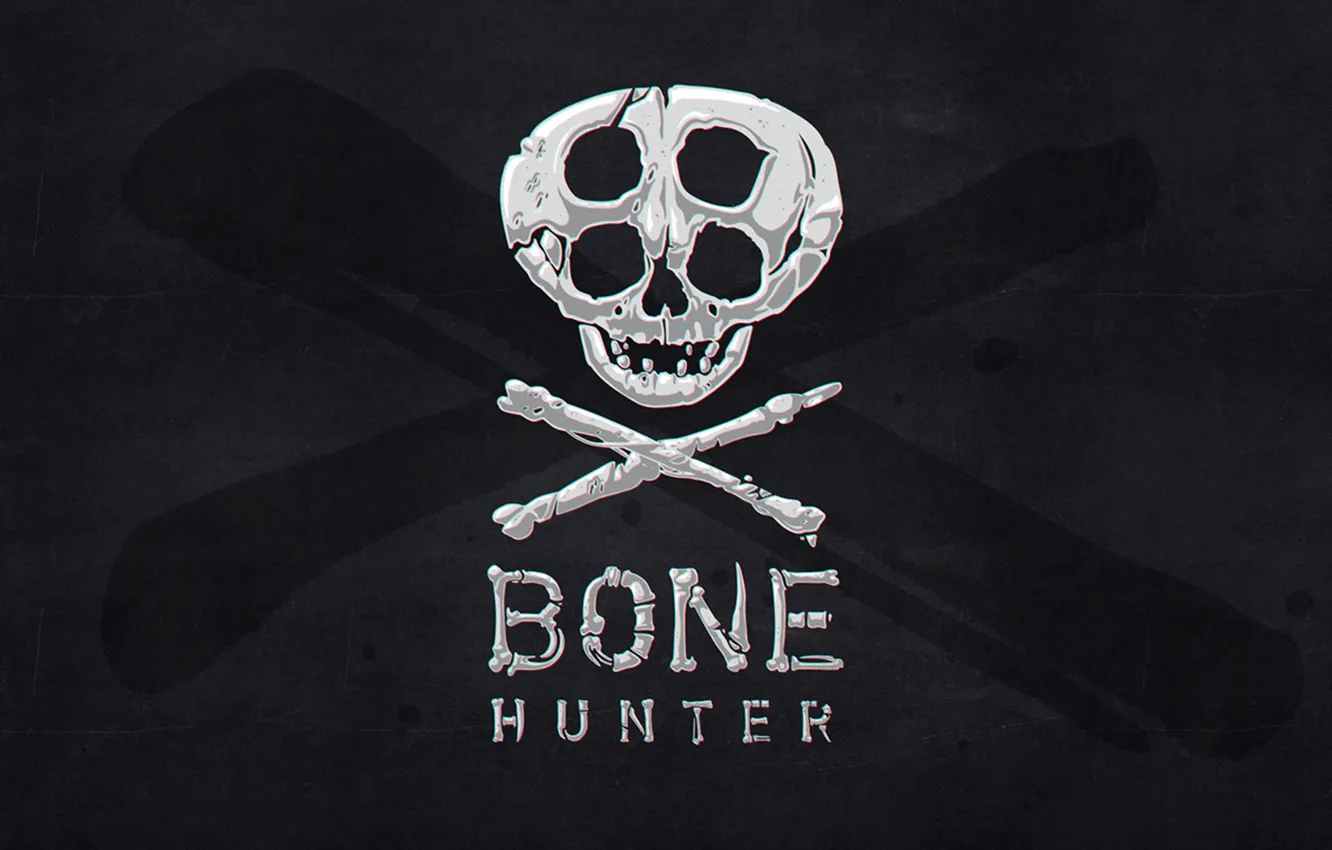 Photo wallpaper background, black, skull, bones, bone hunter