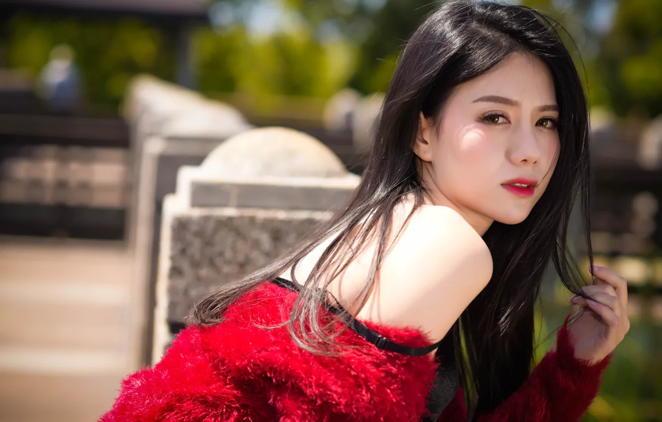 Photo wallpaper look, girl Oriental, face, sweetheart