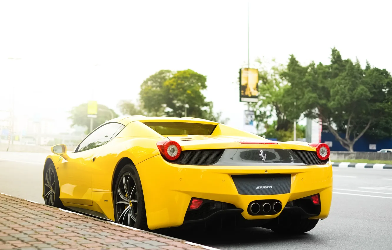 Photo wallpaper yellow, street, Ferrari, Ferrari, 458, italia, yellow, Italy