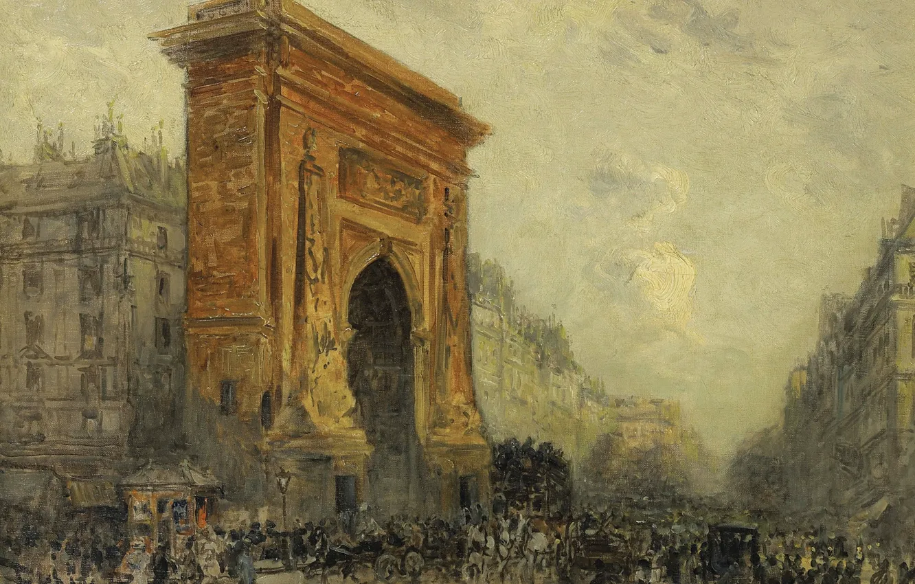 Photo wallpaper picture, monument, arch, the urban landscape, Frank Boggs, Paris. Porte Saint-Denis, Frank Myers Boggs