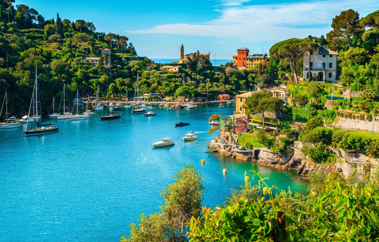 Photo wallpaper sea, home, yacht, Italy, Portofino, Liguria