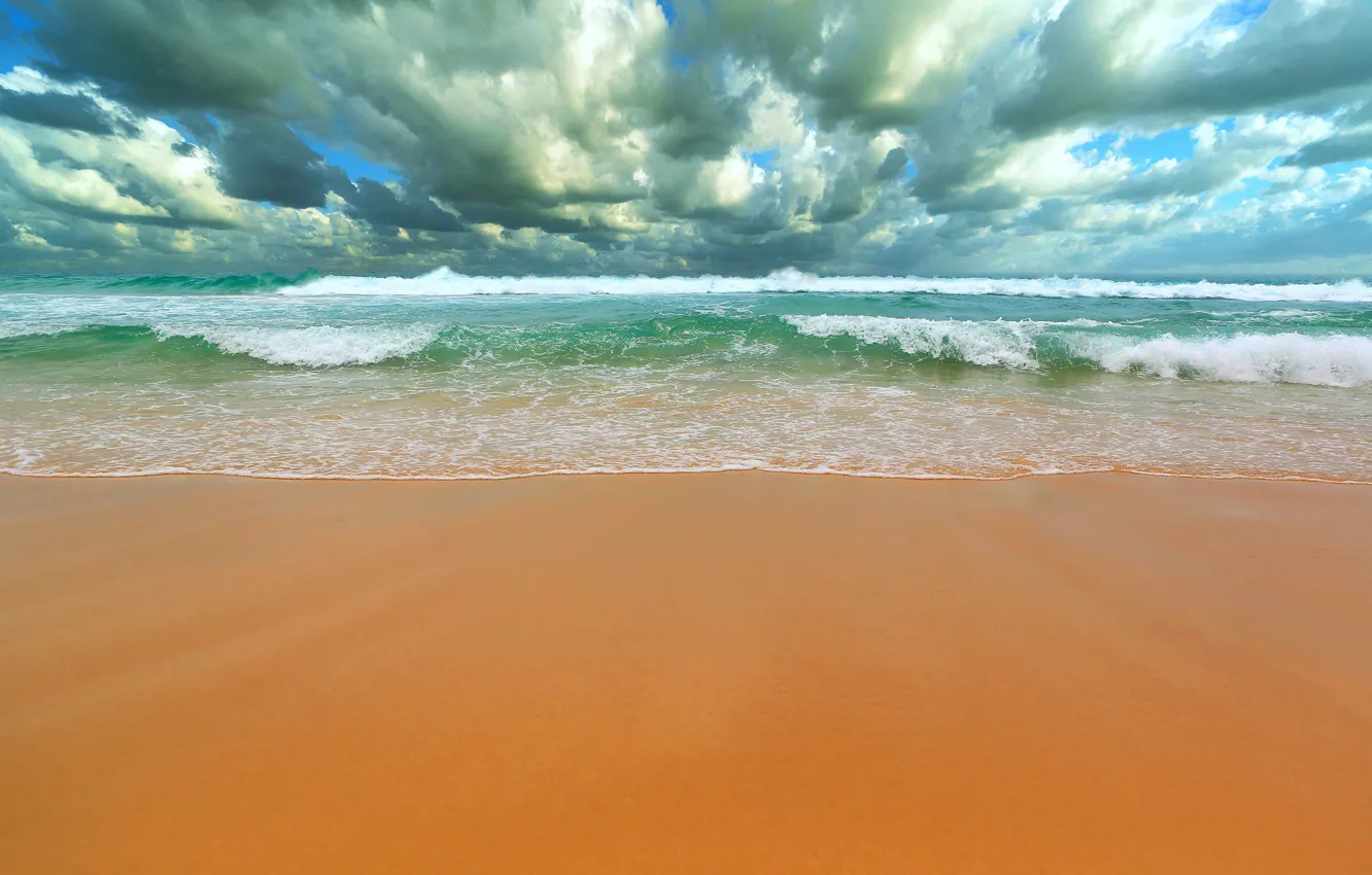 Photo wallpaper beach, the sky, clouds, the ocean