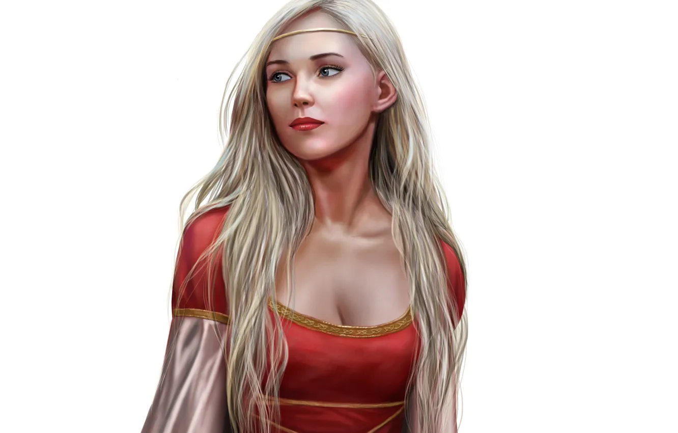 Photo wallpaper look, girl, dress, art, white background