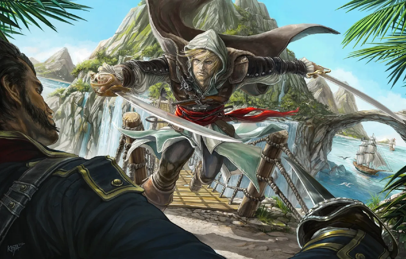 Photo wallpaper art, Black Flag, Edward Kenway, Edward Kenway, assassins creed4