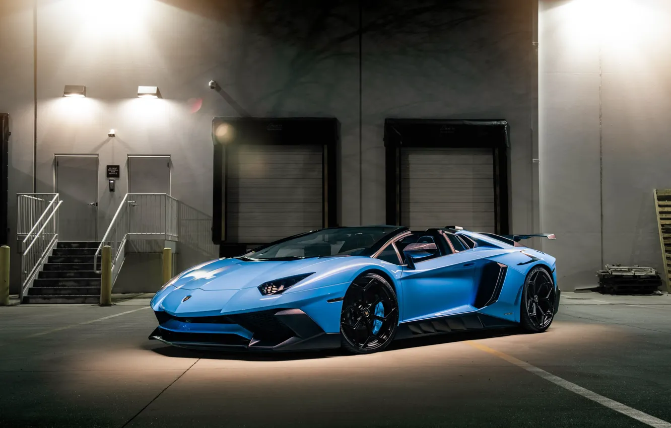 Photo wallpaper Lamborghini, Light, Blue, Aventador, VAG