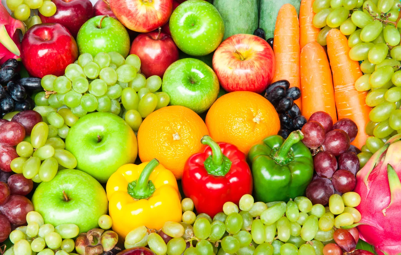 Photo wallpaper apples, pepper, vegetables, cuts, fucky