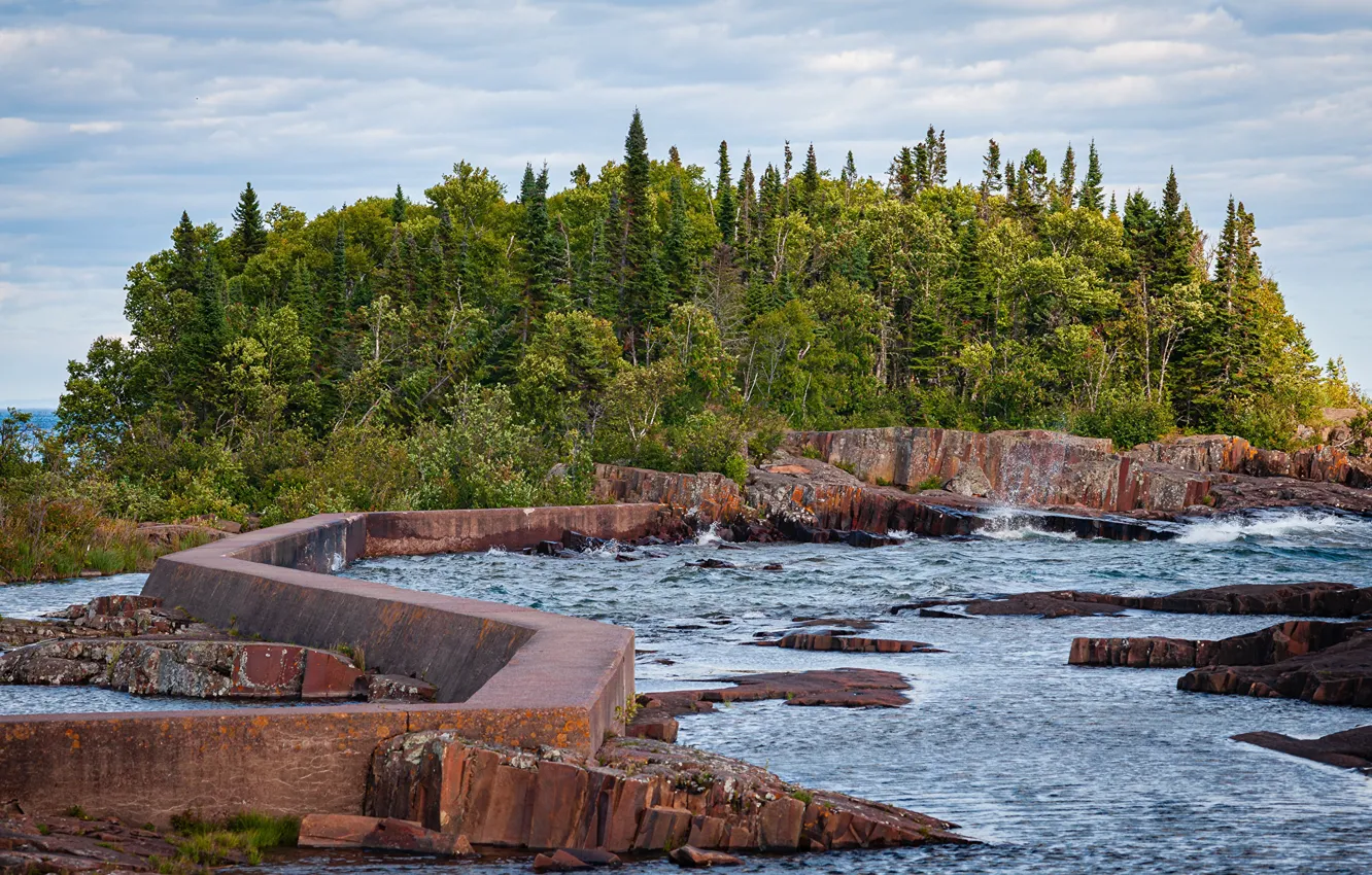 Photo wallpaper photo, Nature, Forest, Stones, Park, USA, North Shore Park