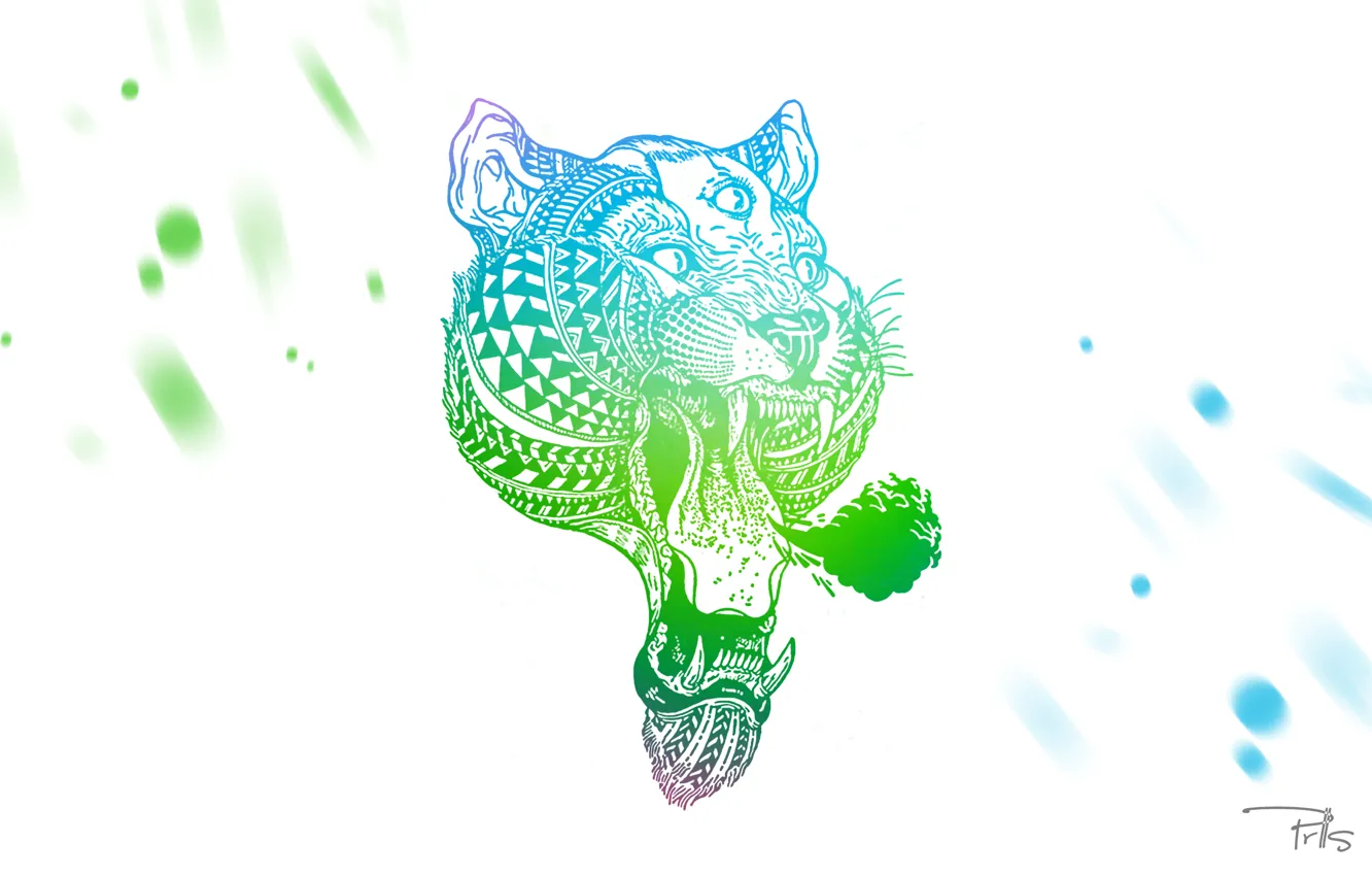 Photo wallpaper eyes, tiger, tiger, print, parallels, prlls