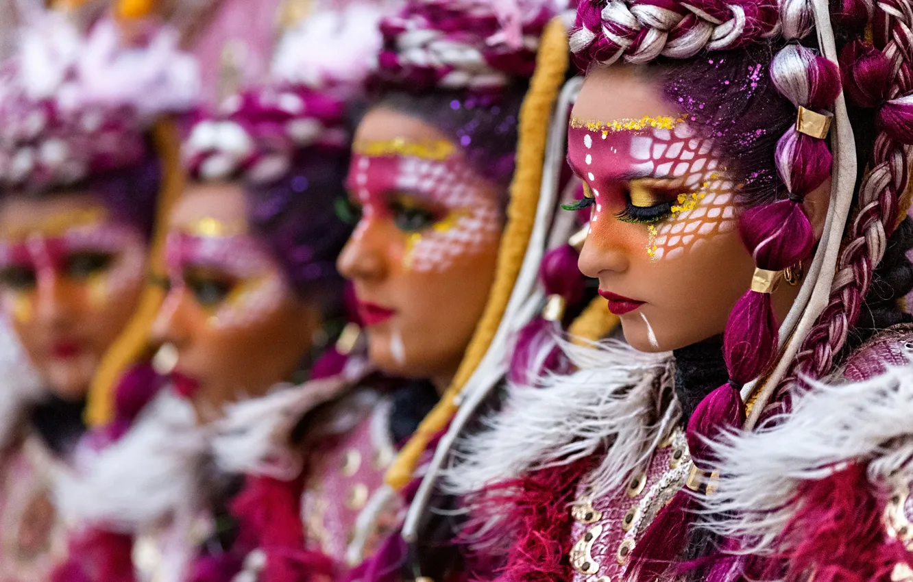 Photo wallpaper look, girl, style, portrait, makeup, costume, outfit, image