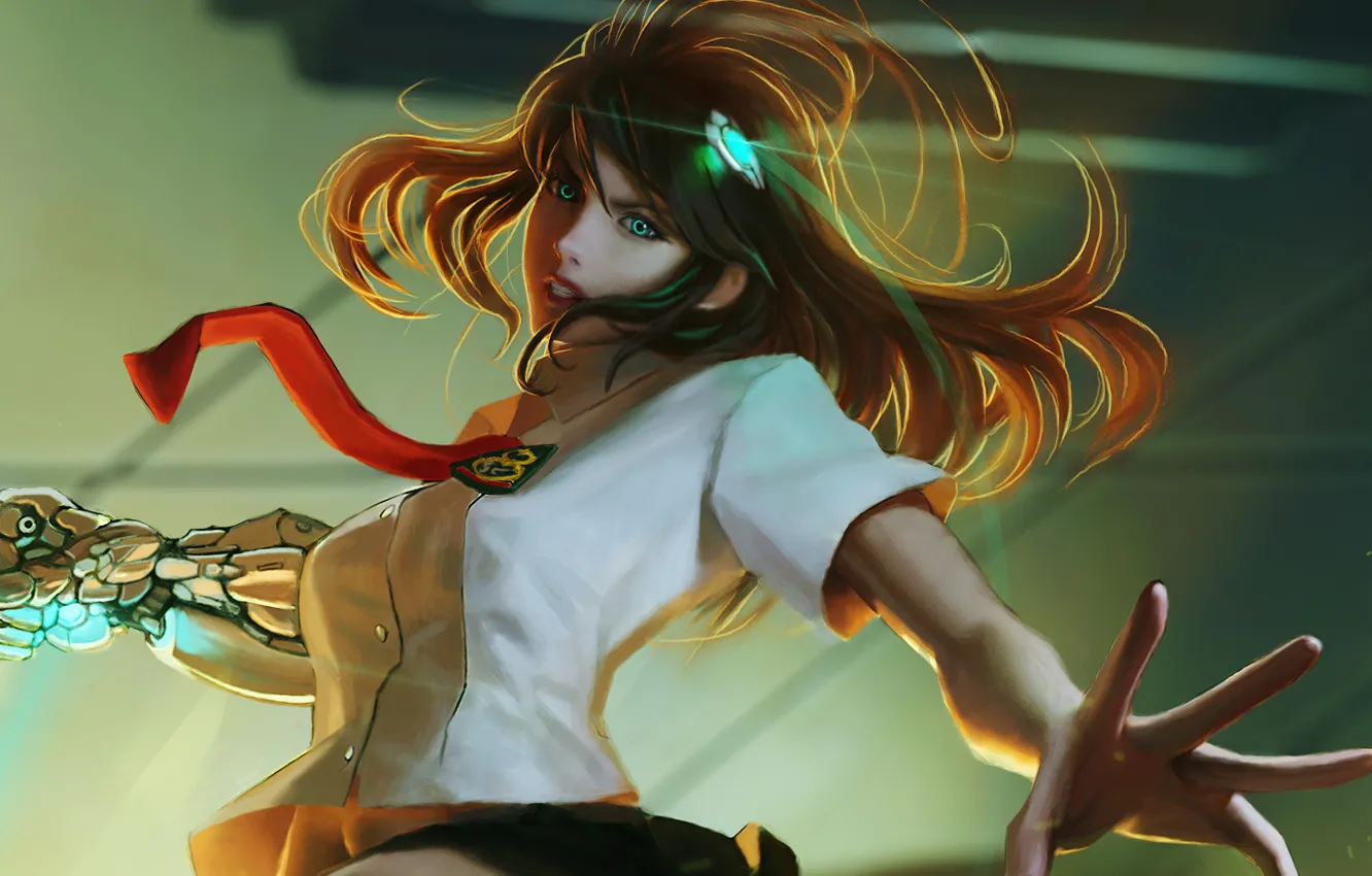 Photo wallpaper girl, anime, cyborg