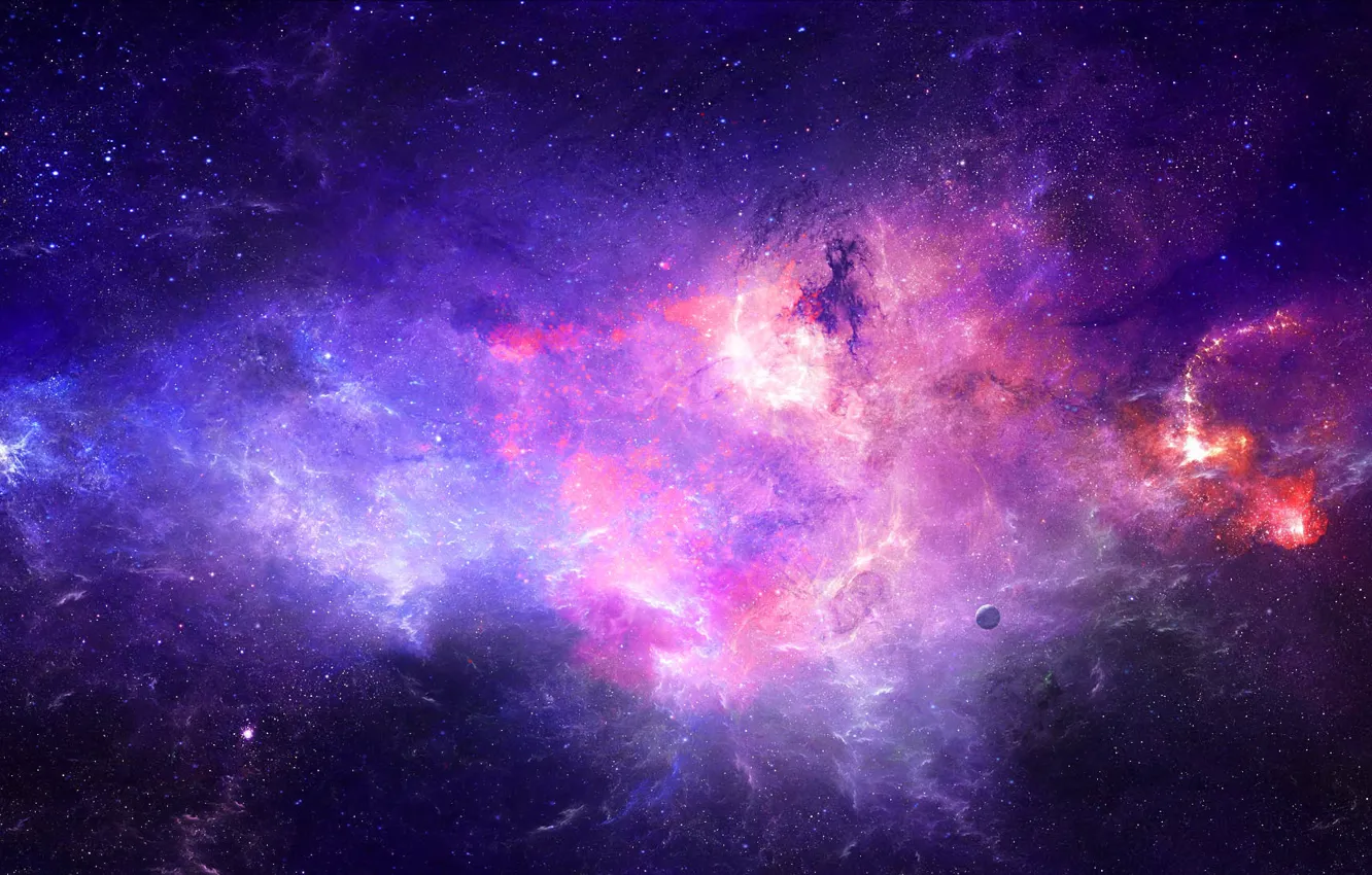 Photo wallpaper space, stars, nebula, planet, art