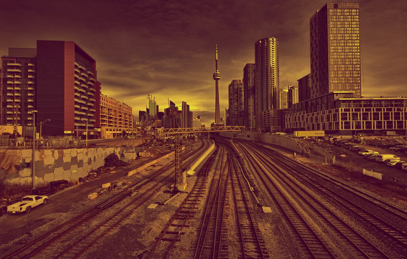 Photo wallpaper the city, railroad, Canada, Toronto
