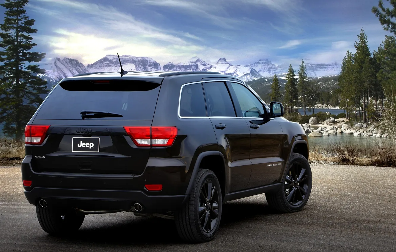 Photo wallpaper auto, lake, street, black, jeep, SUV, the concept, Jeep