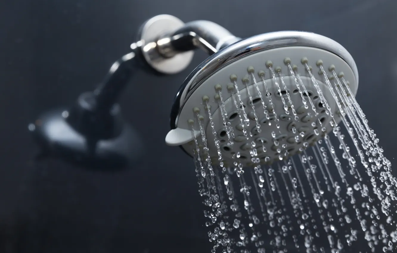 Photo wallpaper metal, water, shower, water droplets
