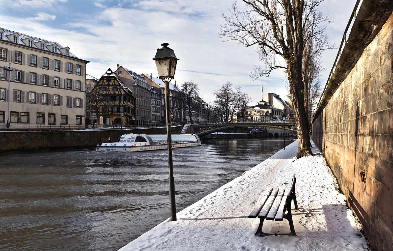 Photo wallpaper winter, channel, Strasbourg