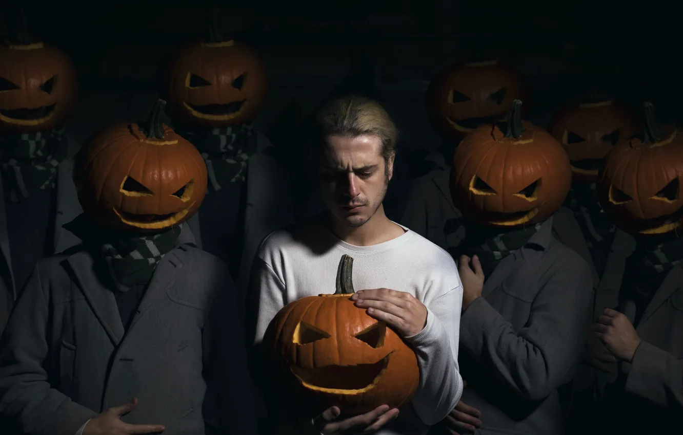 Photo wallpaper people, Halloween, pumpkin