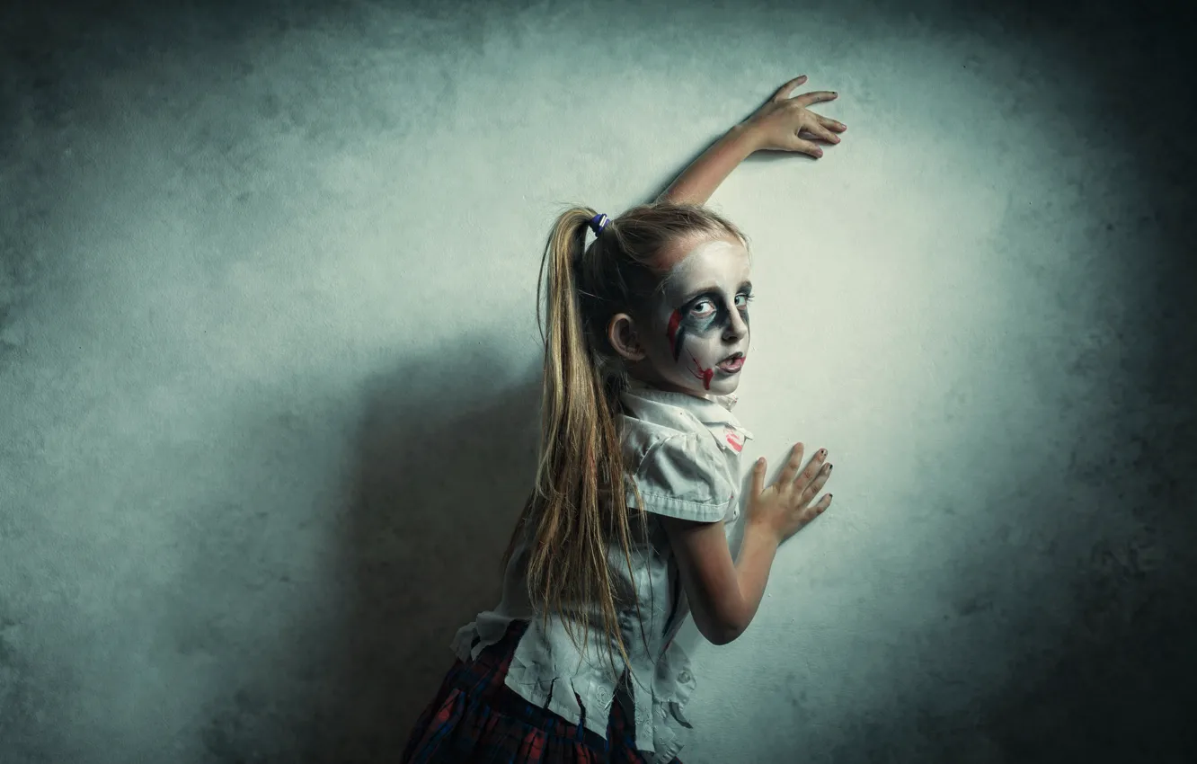 Photo wallpaper background, mask, girl, Halloween