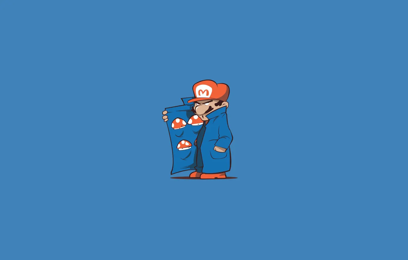 Photo wallpaper style, background, the game, mushrooms, minimalism, Mario, Mario, art