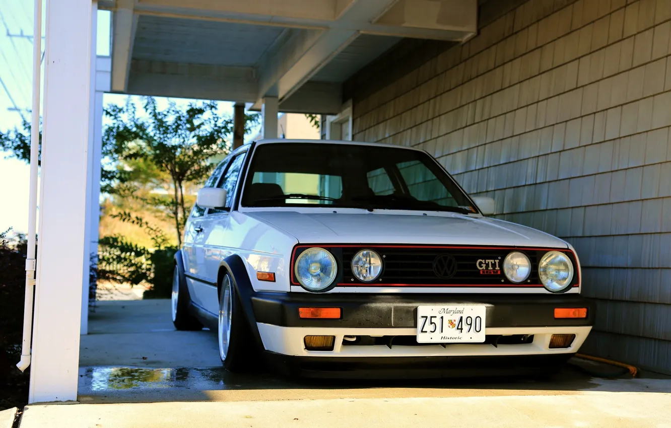 Photo wallpaper Volkswagen, GTI, low, stance, Golf II