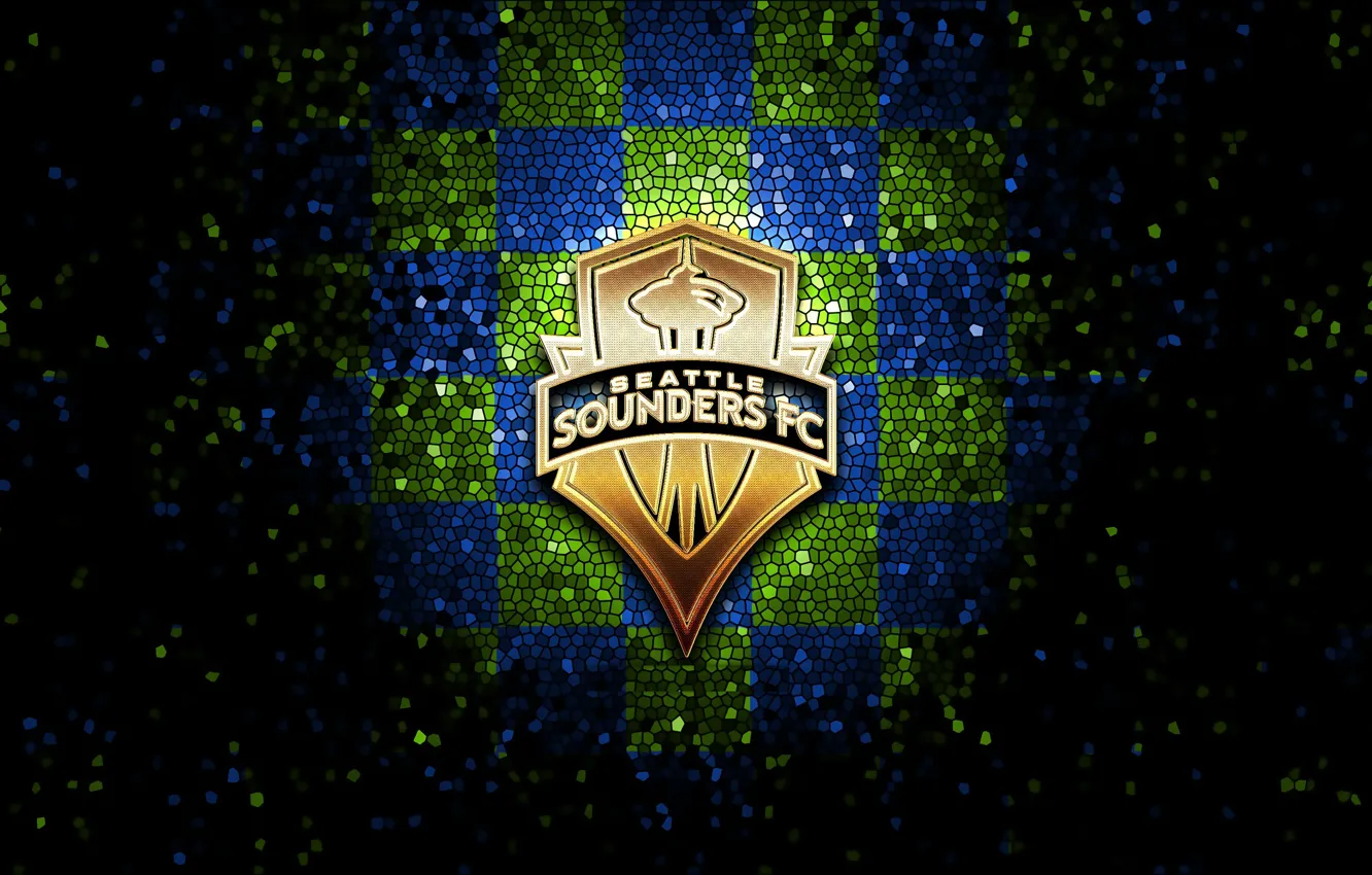 Photo wallpaper wallpaper, sport, logo, football, glitter, checkered, MLS, Seattle Sounders
