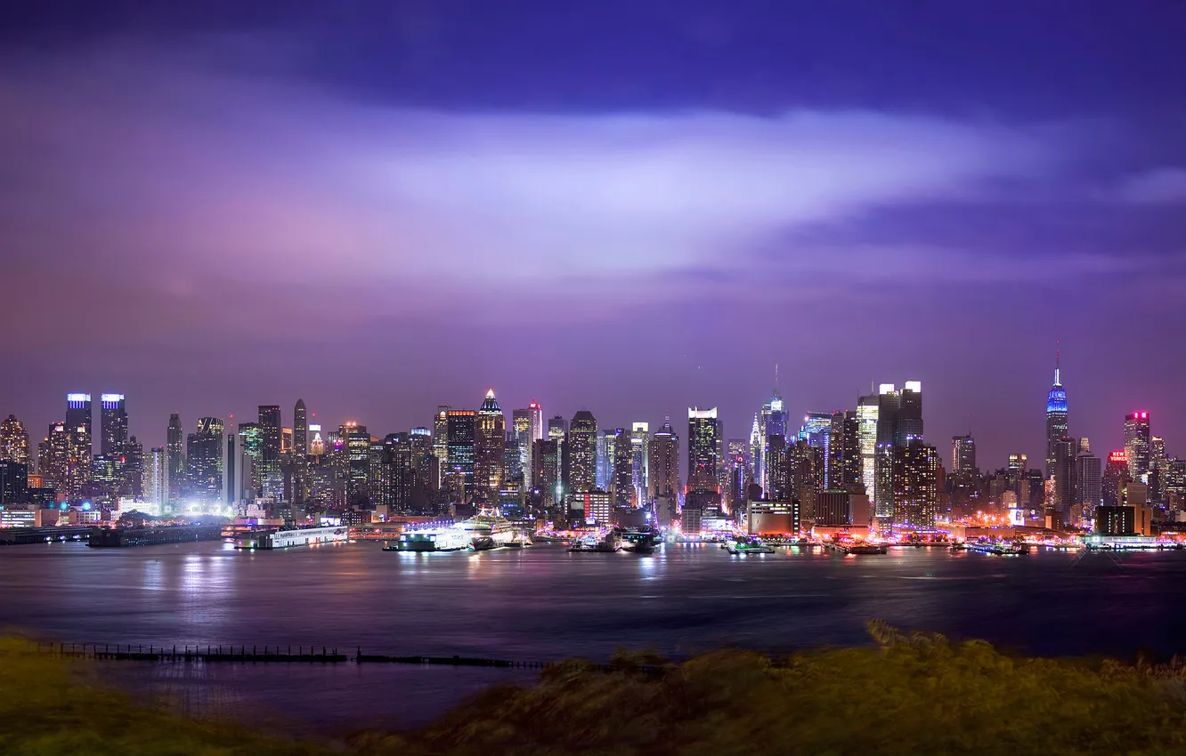 Photo wallpaper night, city, the city, lights, New York, night, New York