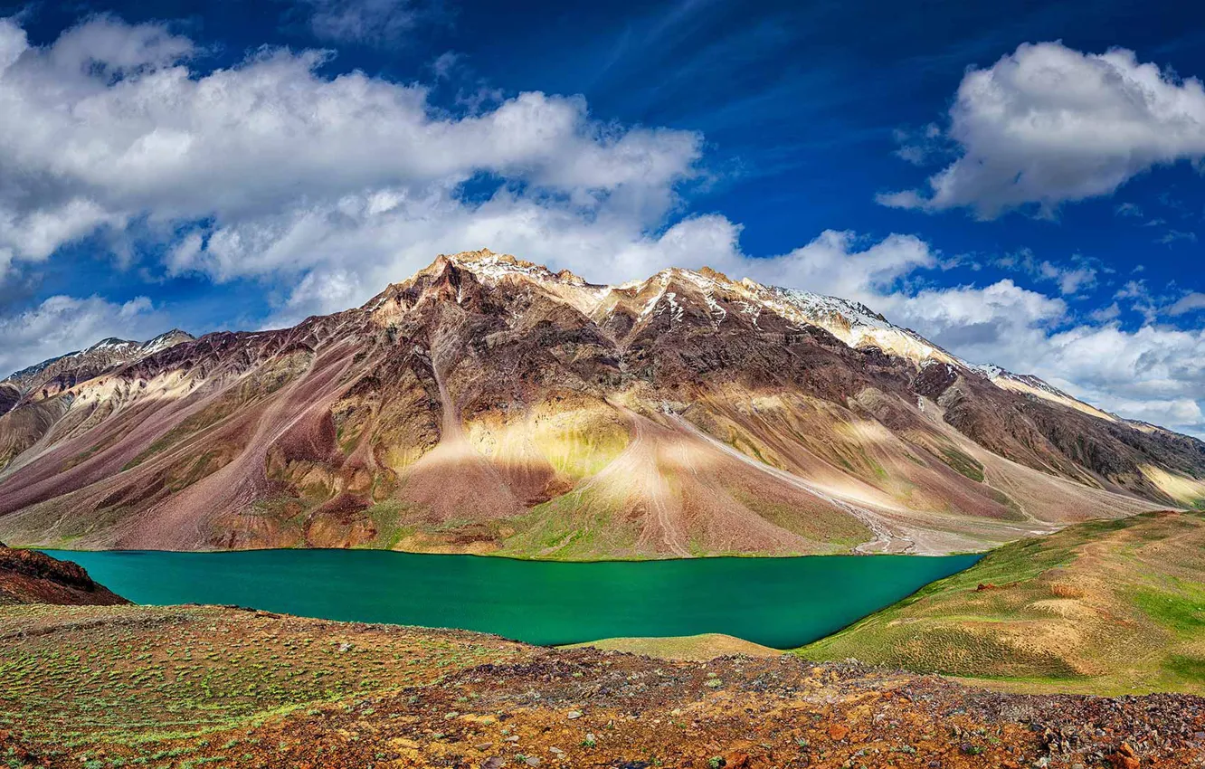 Photo wallpaper mountains, lake, India, Chandra Taal