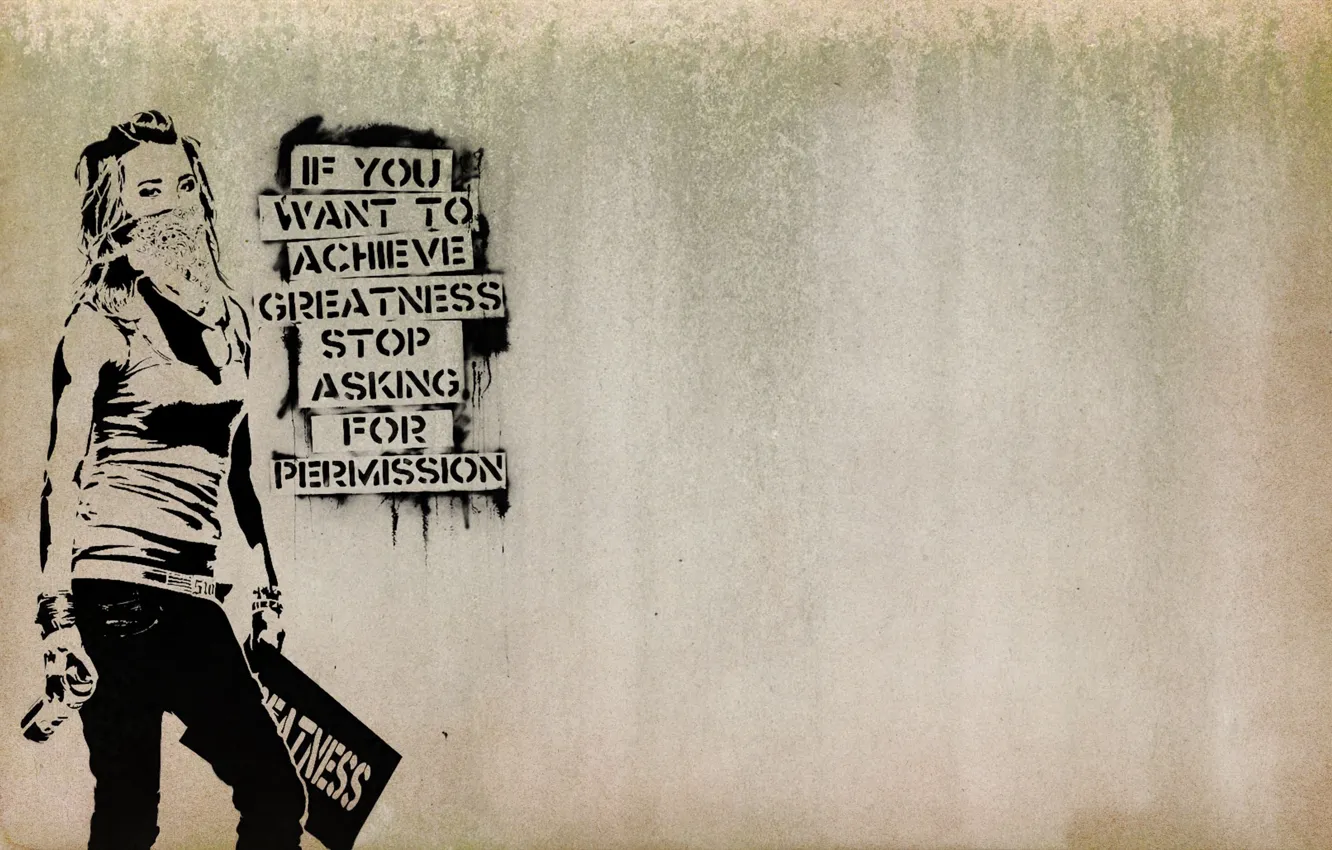Photo wallpaper freedom, girl, graffiti, mask, headband, opinion, resistance