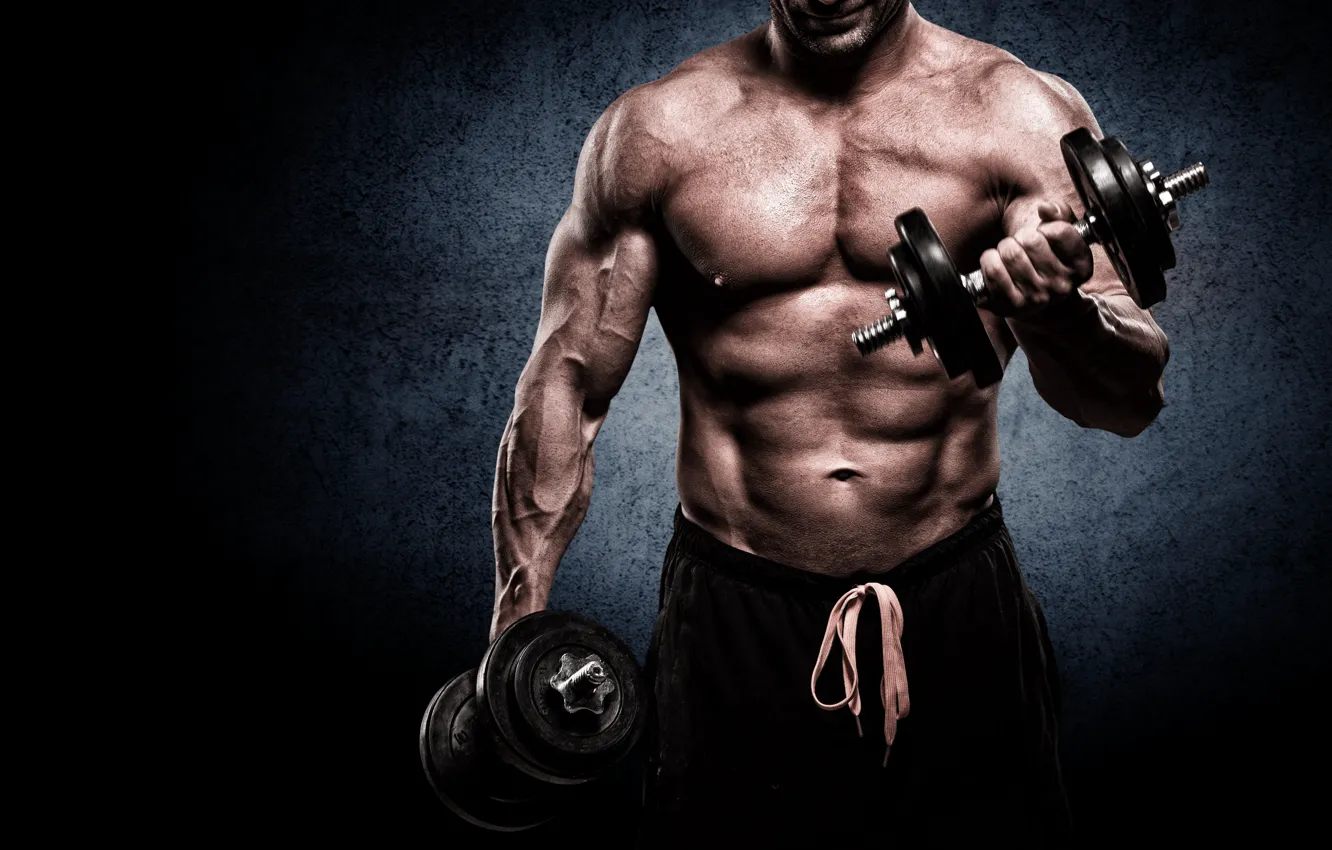 Photo wallpaper muscle, man, gym, bodybuilder, barbell