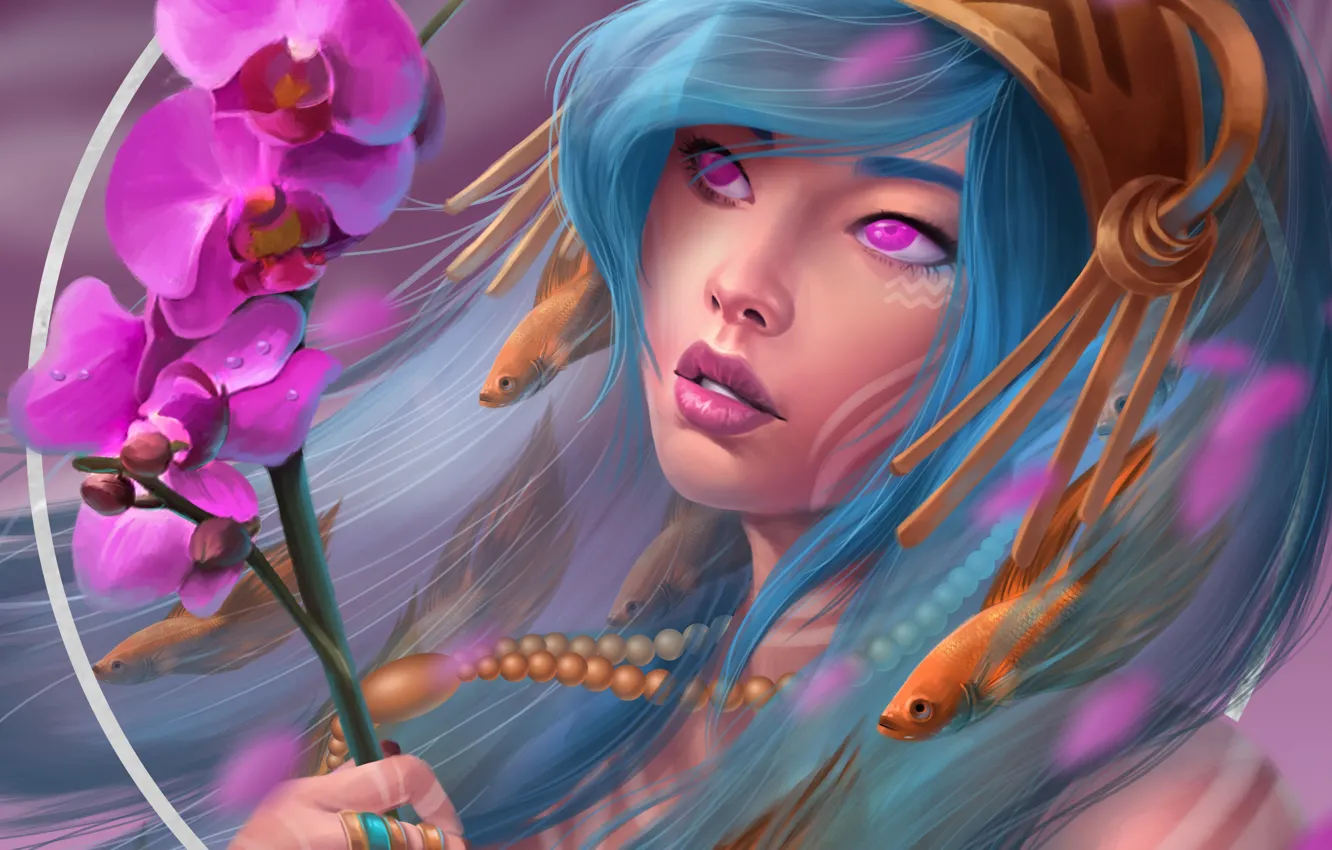 Photo wallpaper flowers, figure, Orchid, by Ataraxicare