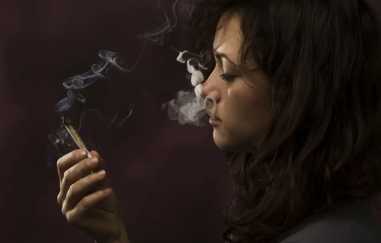 Photo wallpaper smoke, woman, marijuana