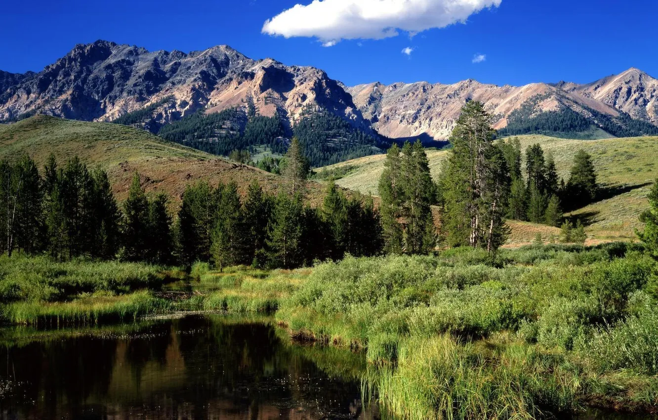 Photo wallpaper clouds, landscape, mountains, beauty