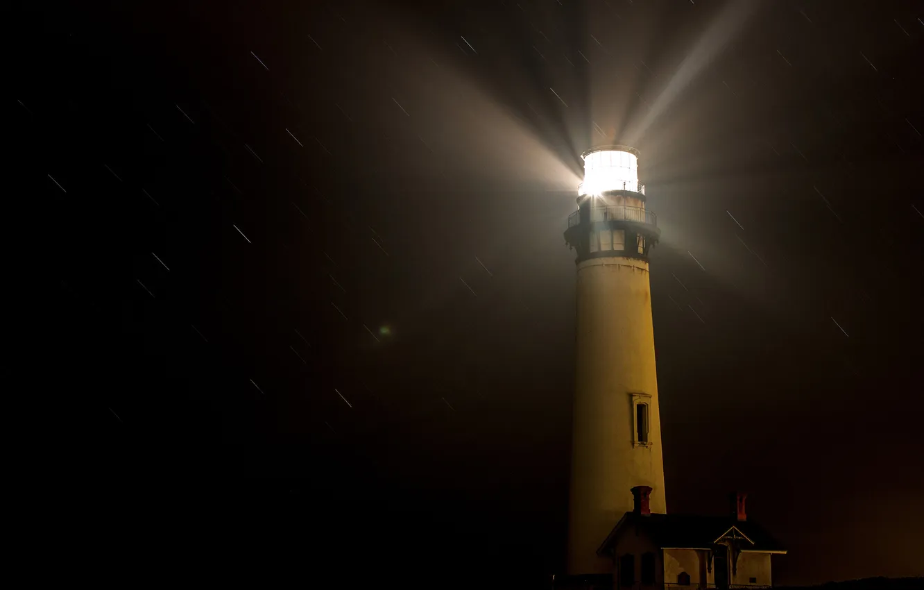 Photo wallpaper light, night, rain, lighthouse, tower, home, the shower, signal