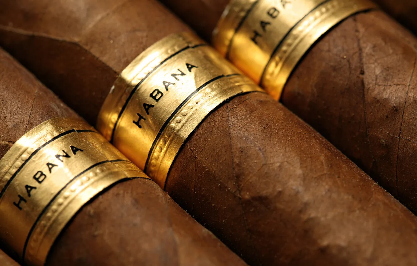 Photo wallpaper gold, havana, cigars, mark, tobacco