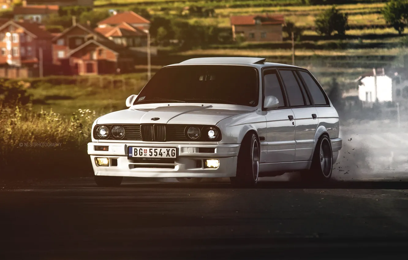 Photo wallpaper BMW, BMW, white, drift, E30, universal, The 3 series, 325