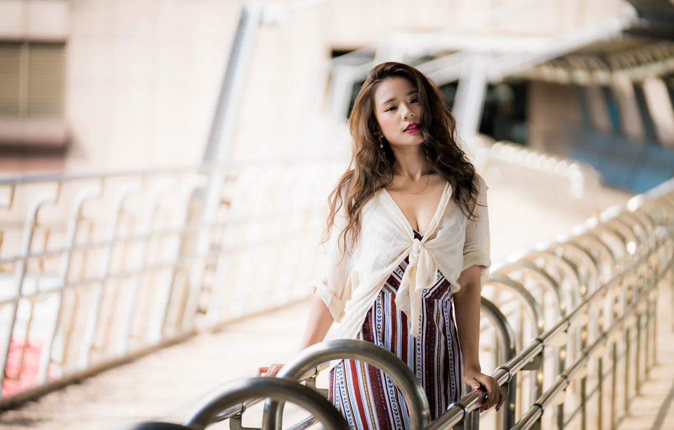 Photo wallpaper girl, Asian, cutie, bokeh