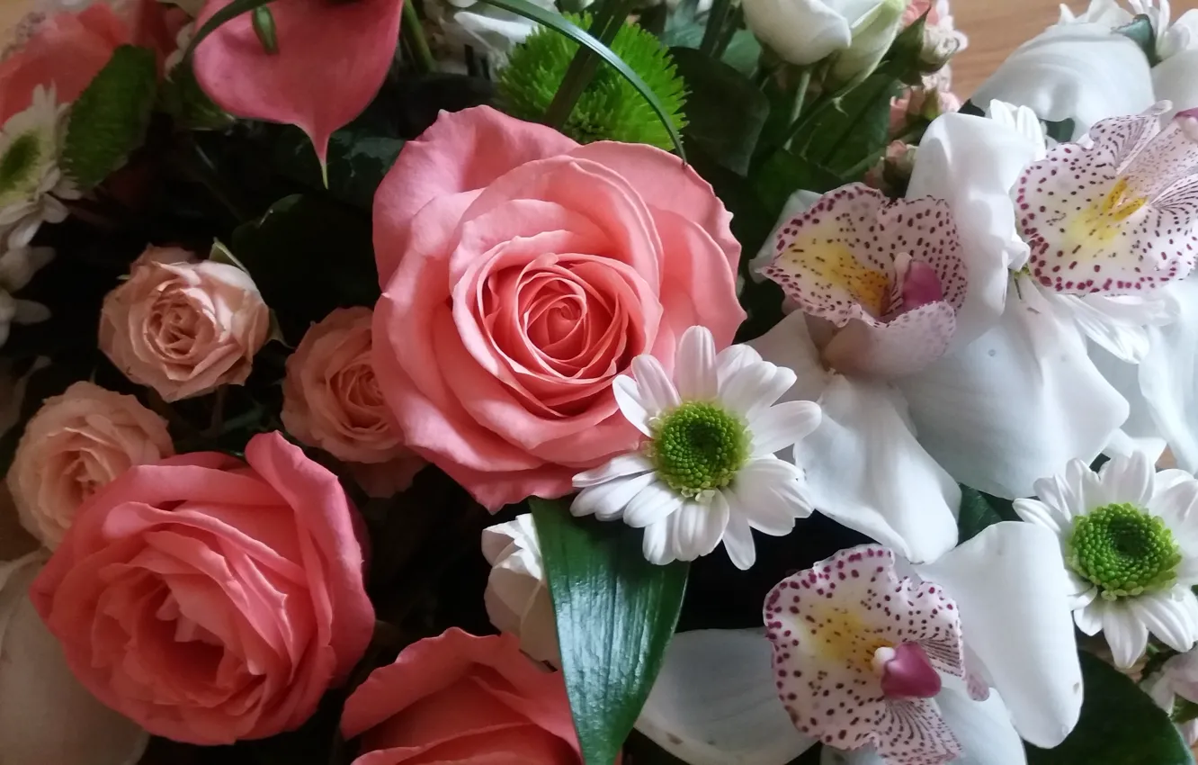 Photo wallpaper flowers, vase, flora
