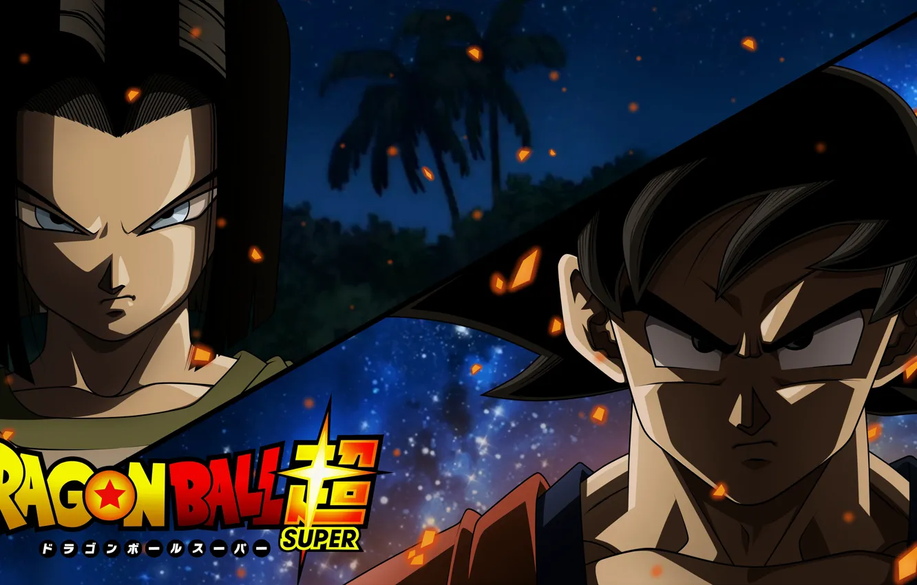 Photo wallpaper DBS, fire, flame, Android, game, alien, anime, island