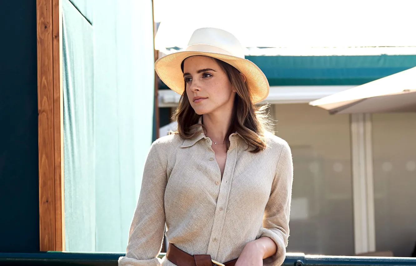 Photo wallpaper look, girl, photo, hat, actress, Emma Watson