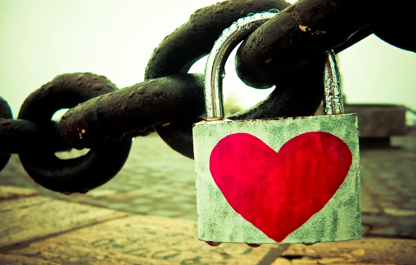 Photo wallpaper macro, love, castle, heart, feelings, chain, love