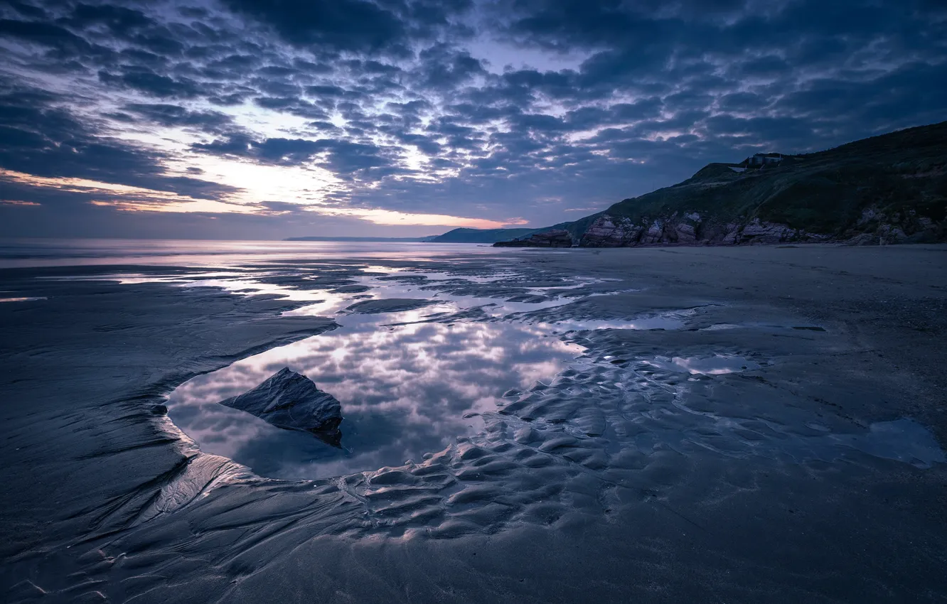 Photo wallpaper Sea, The evening, Tide
