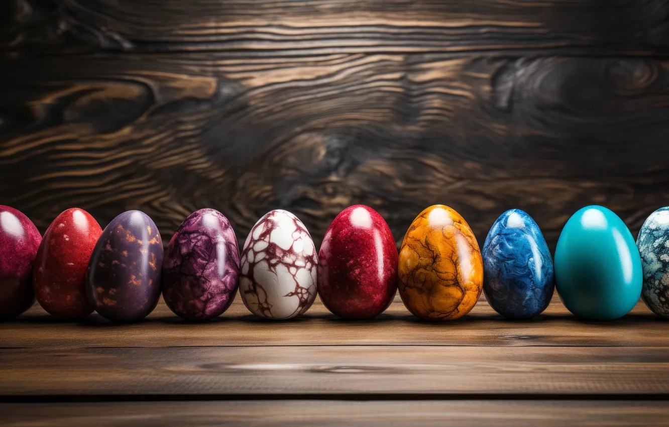 Photo wallpaper the dark background, holiday, bright, Board, eggs, spring, Easter, colorful