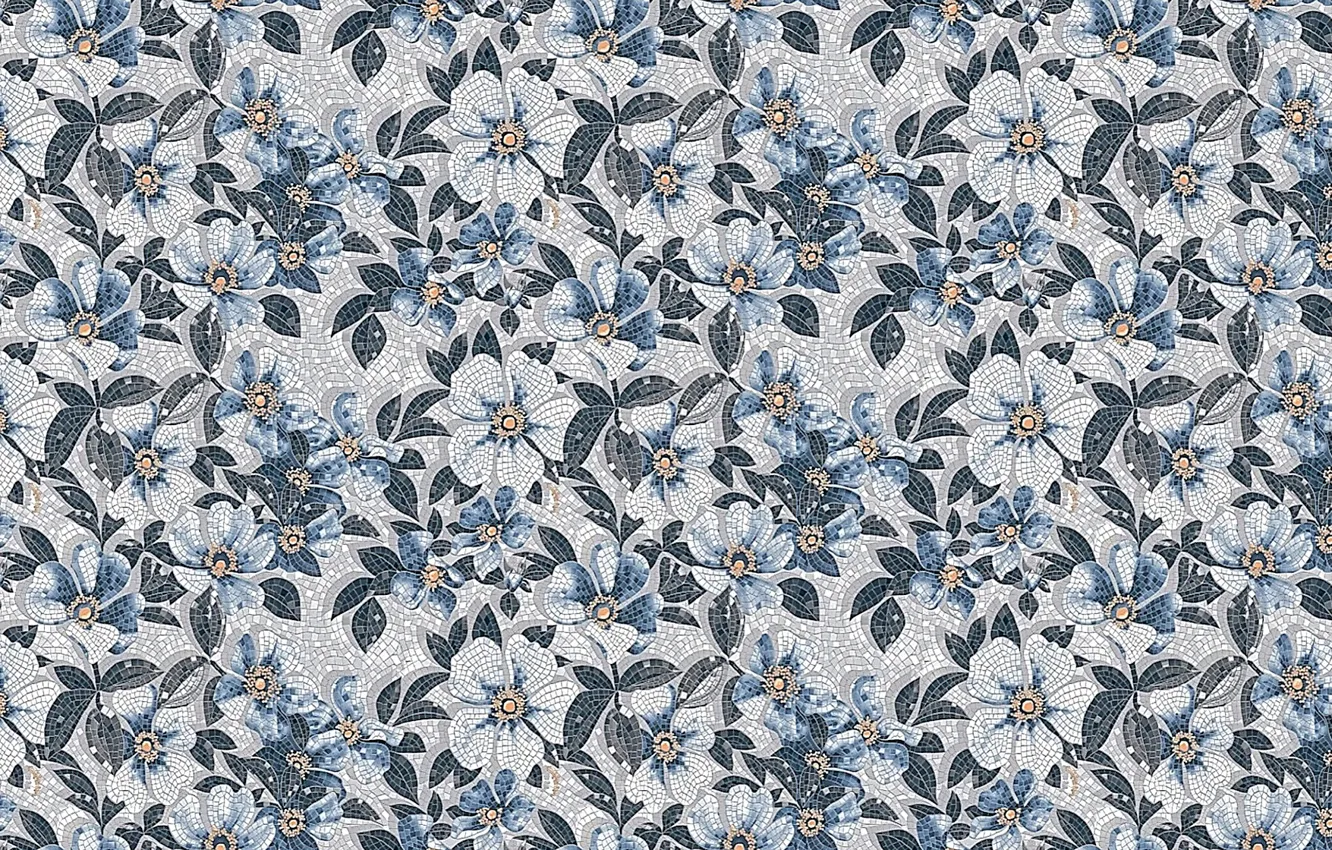 Photo wallpaper leaves, flowers, background, texture, picture, pastel colors, floral pattern