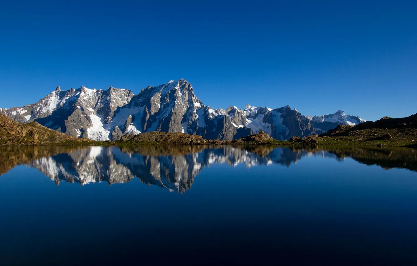 Photo wallpaper mountains, lake, reflection, Alps, Italy
