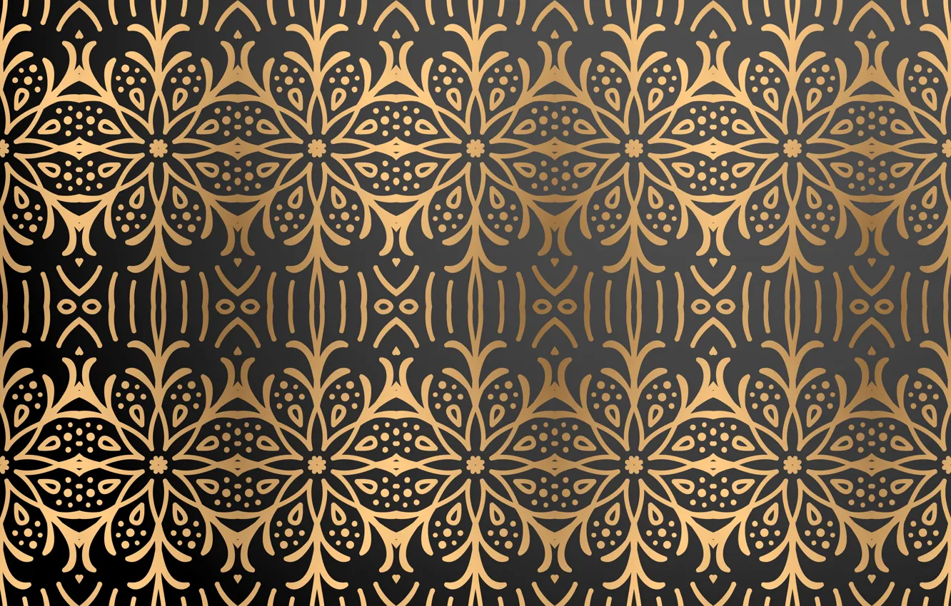 Photo wallpaper gold, pattern, texture, black background, gold, ornament, background, color