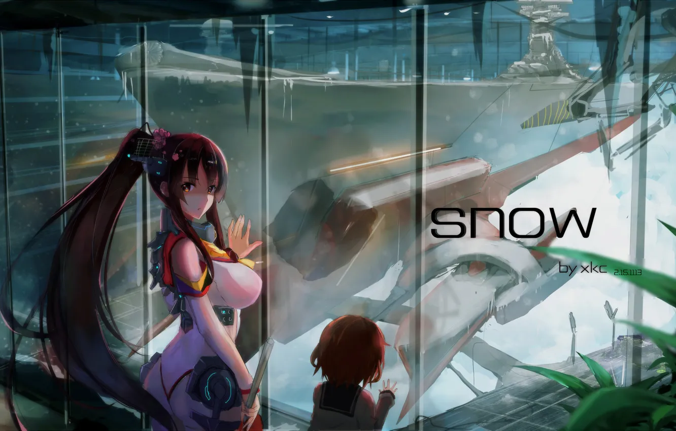 Photo wallpaper girl, ship, anime, art, kantai collection, ikazuchi destroyer, yamato super battleship, xkc