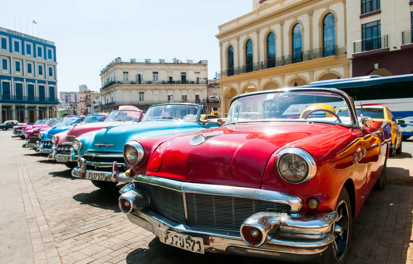 Photo wallpaper car, city, vintage, cuba, old car