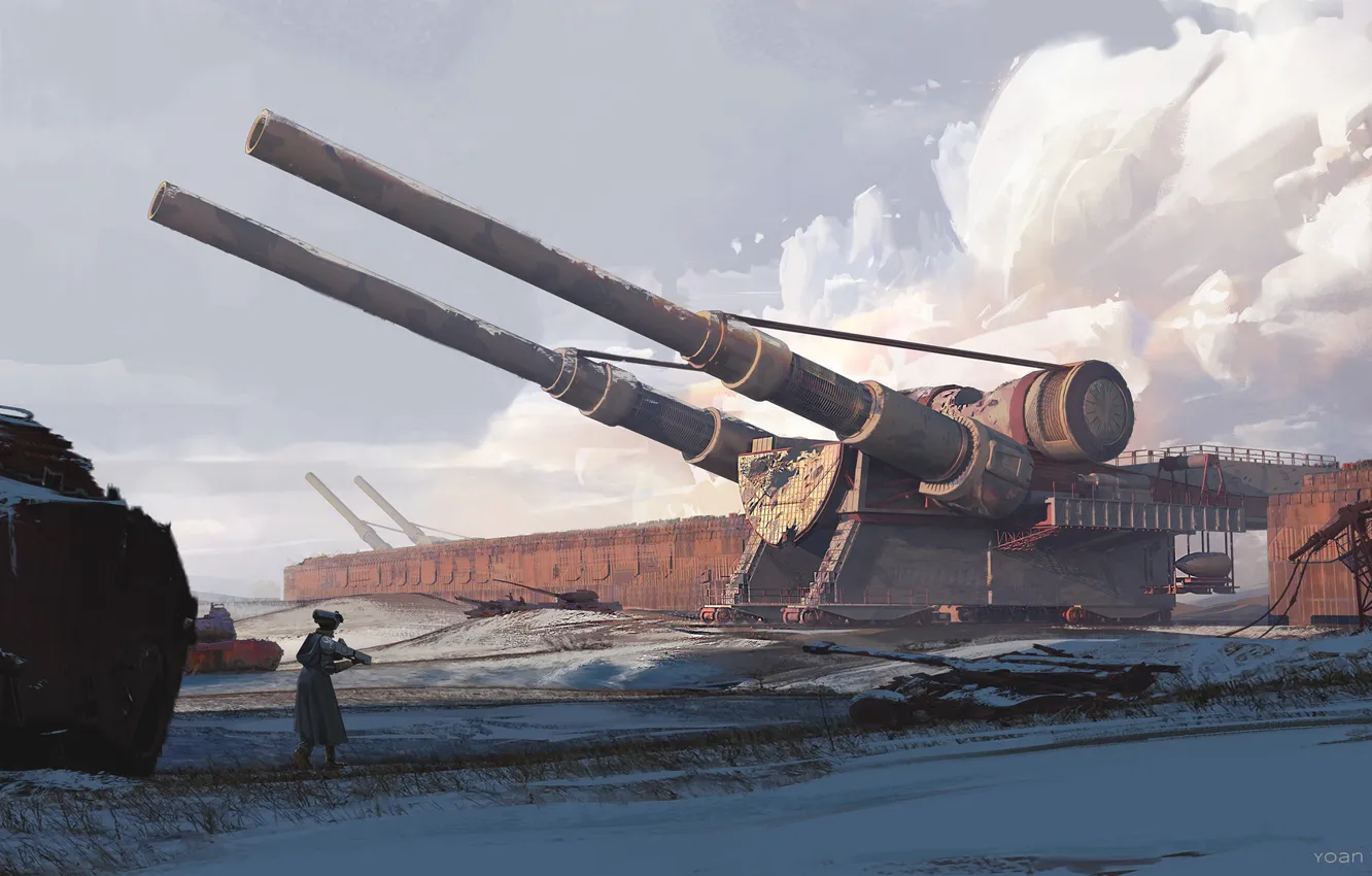 Photo wallpaper construction, gun, Shaft, supergun, Defense weakness