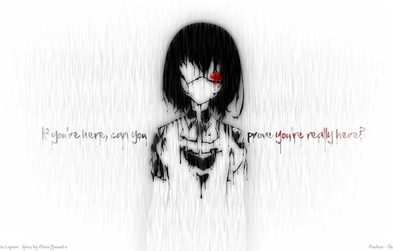 Photo wallpaper sadness, rain, mood, paint, blood, Girl, headband, quote