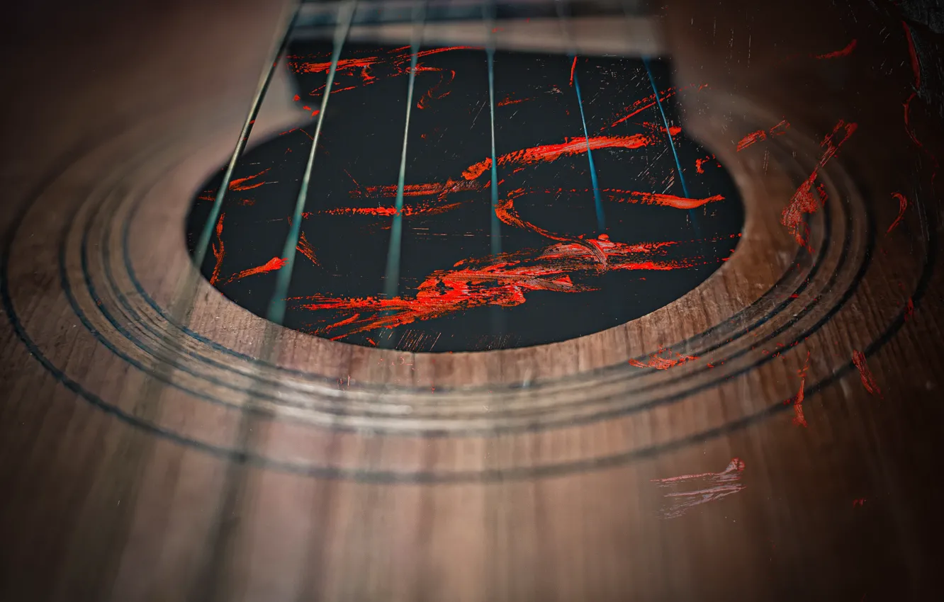 Photo wallpaper music, paint, guitar, strings, artist, musical instrument
